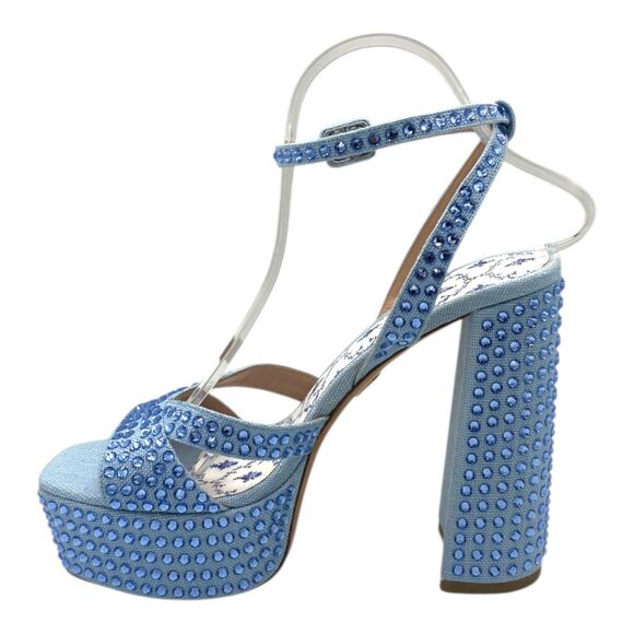 NWOB Hill House Home The Party Platform Sandals Blue Rhinestone EU 38.5 US / 8.5 - Picture 6 of 13
